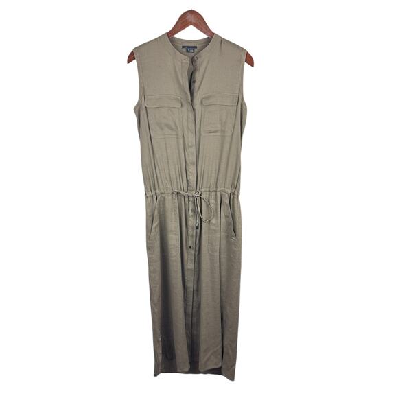 Vince Linen-Blend Cargo Midi Dress - Picture 2 of 7